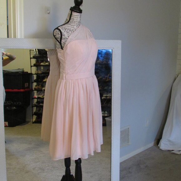 Bill Levkoff One-Shoulder Pink Prom Dress - Picture 5 of 8